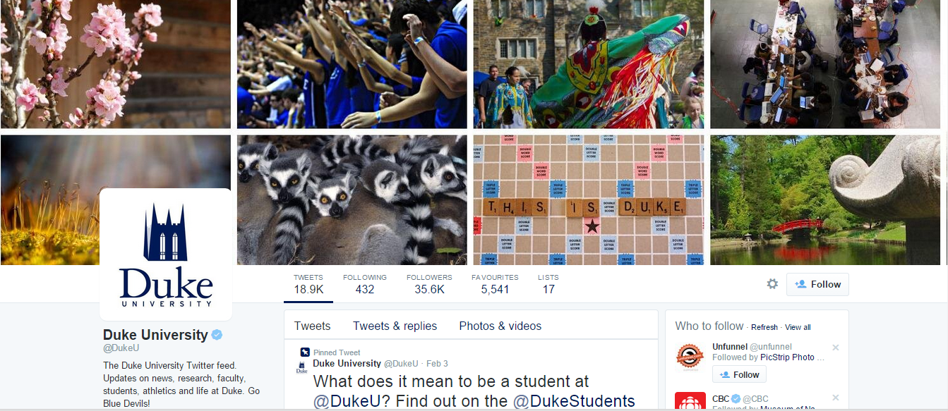 image of sample cover photo for duke university twitter account