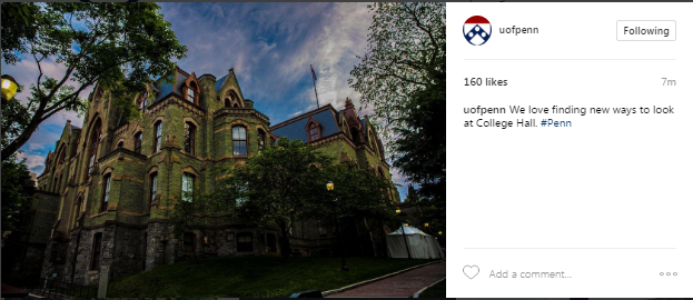 University of Pennsylvania Instagram post