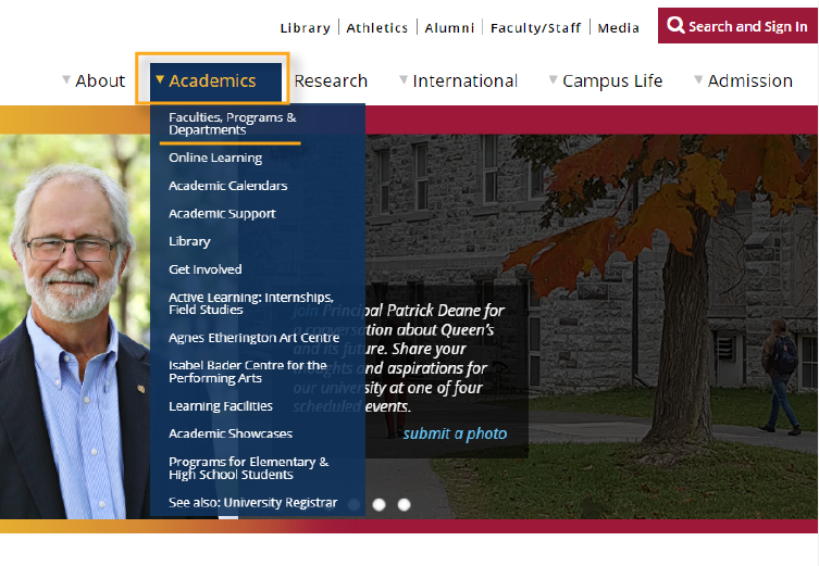 Higher education website design