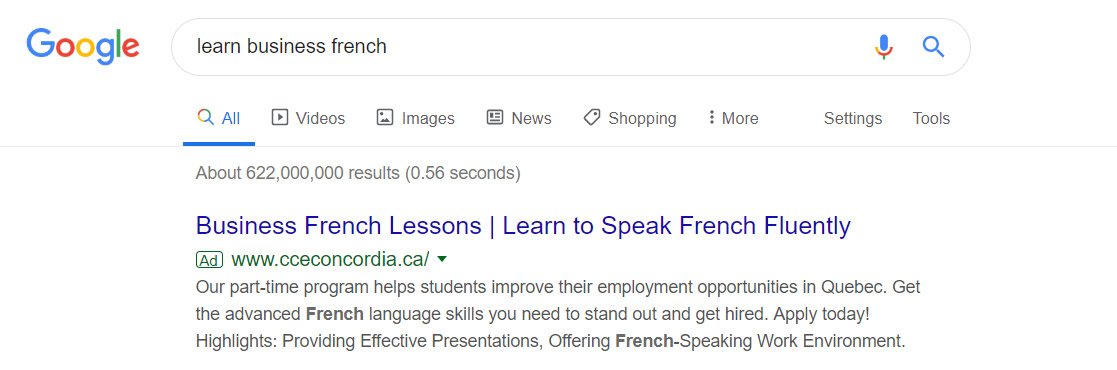 google ads for language schools