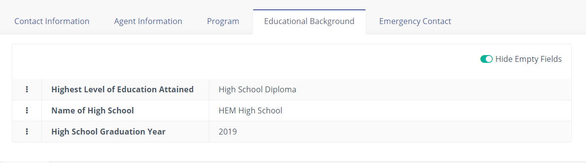 contact information section - educational background