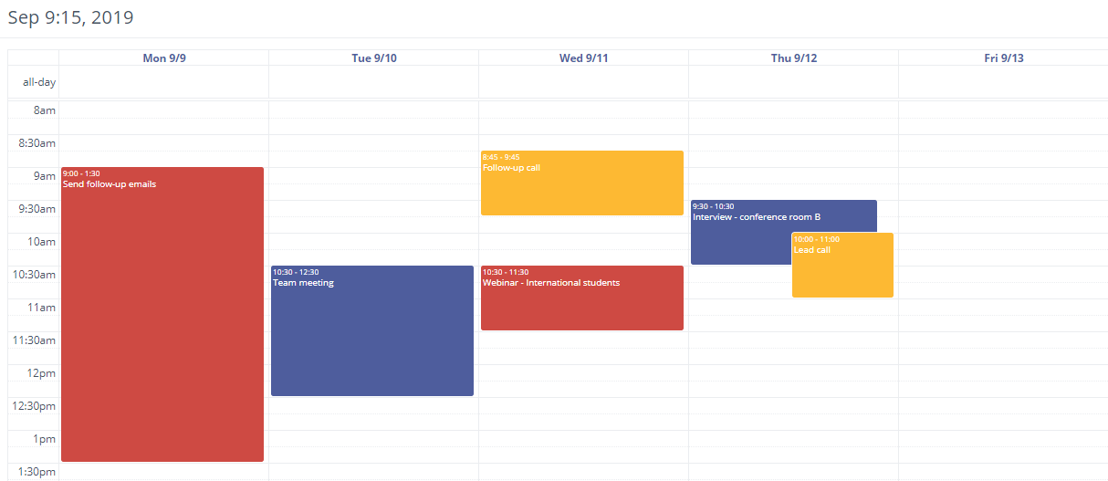 Mautic CRM Calendar