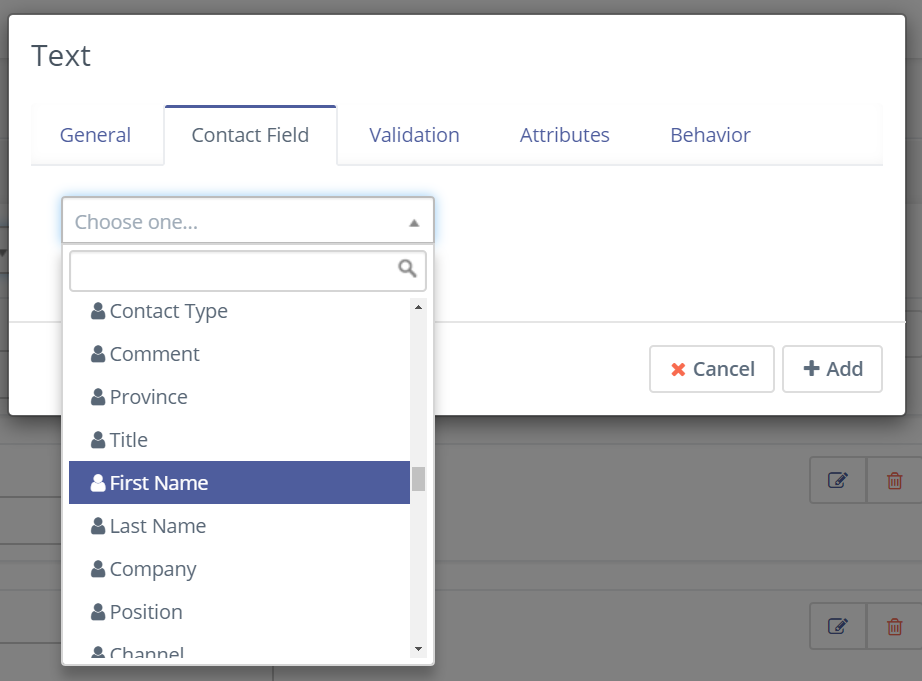 contact field section