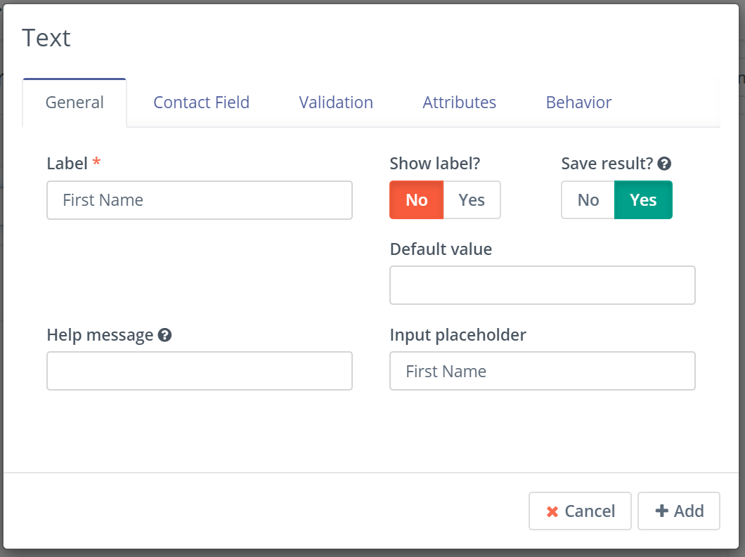 Mautic text field