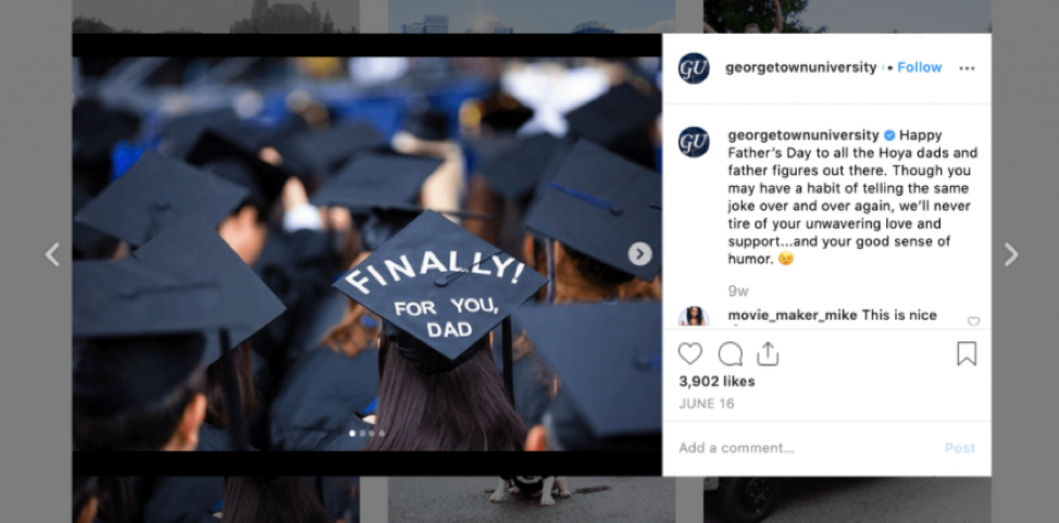 image of sample instagram post showing graduation cap