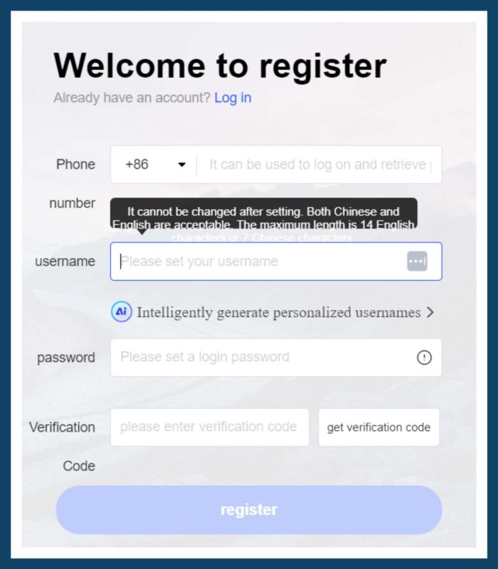 registration welcome page